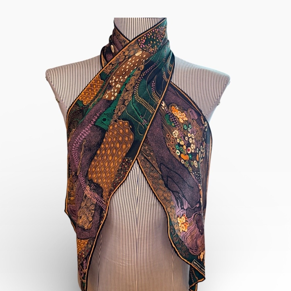 Bottega Veneta long Silk Scarf inspired by Gustav Klimt Designer Accessory - Picture 2 of 10